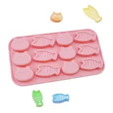 YU Gatinho E Peixe Fabricante De Gelo 12 Cavidades Moldes De Silicone Grau Para Doces De Chocolate No Artesanal Coquetéi