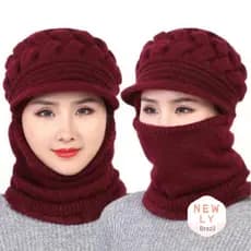 LIAYING Chapéu Feminino De Inverno , Cachecol De Malha À Prova De Vento Anel Quente Espessante De Pelúcia , Bonés De Esq