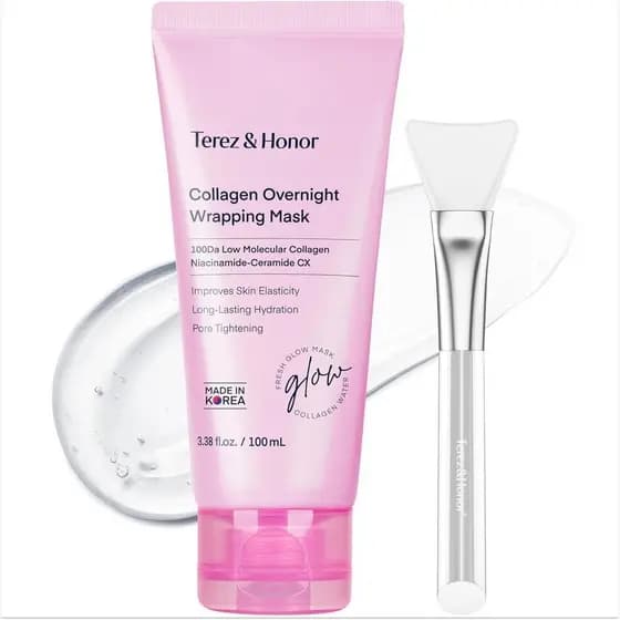 TEREZ&HONOR Máscara Noturna de Colágeno Peel-Off: Máscara Facial Coreana para Elasticidade, Hidratação e Brilho - Coláge