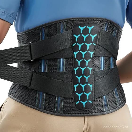 Cinta Lombar Rakiie para Dor na Parte Inferior das Costas, Suporte Ergonômico com 7 Hastes e Almofada 3D Confortável, Ci