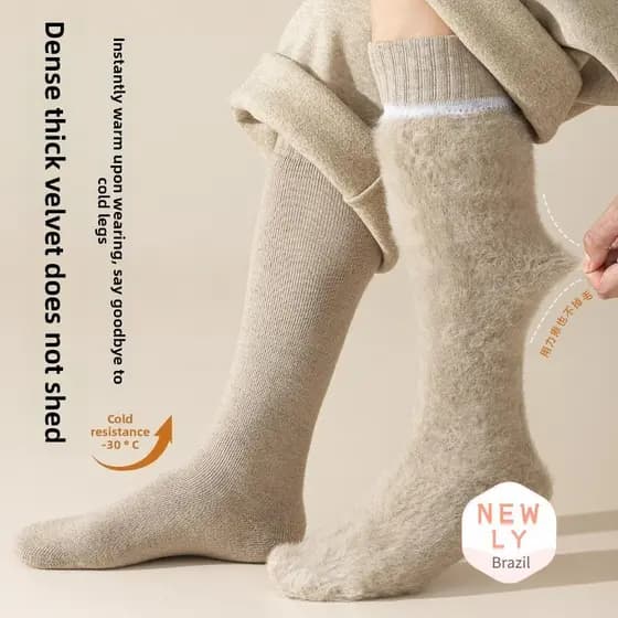 LIAYING Meias De Caxemira Para Homens , Ferramentas Quentes De Cor Sólida , Cano Alto Longas De Inverno Espessadas