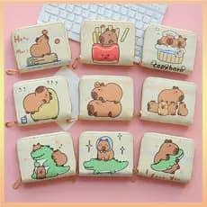 Bonito Dos Desenhos Animados Capivara Dinheiro Moeda Bolsa De Couro Do Plutônio Zíper Cartão De Crédito Holoder INS Cart