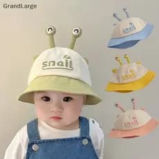 [GrandLarge] Chapéu De Sol Para Bebê Balde Ajustável Crianças Com Orelhas De Caracol Chapéus Infantis Bebês Meninos E Me