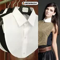 Gola Falsa Removível para Camisa Feminina – Lapela Clássica Destacável para Mulheres MQZF