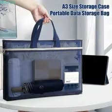 Bolsa de Arte em Malha PERTUO A3, Álbum de Desenho Portátil em Nylon 8k, Armazenamento de Arquivos com Zíper de Grande C