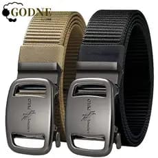 Cinto GODNESSFO Com Fivela Automática , De Nylon Trançado Casual Simples Estilo Selvagem , Marca De Luxo R6XV