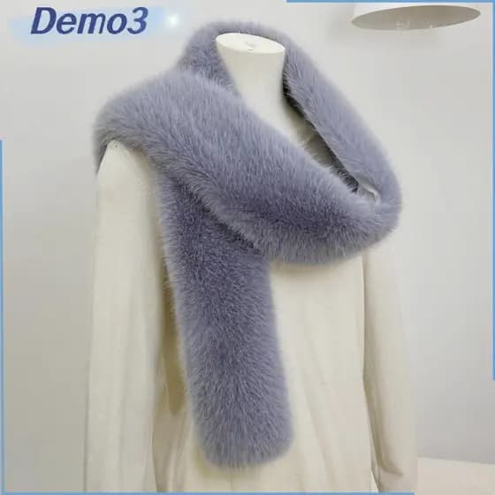 [DEMO3] Cachecol Longo de Pelo Sintético, Cachecol Macio e Fofo de Inverno com Decoração, Cachecóis Aquecedores de Pesco