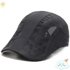 Boné de Malha Respirável RAIN, Estilo Béret com Estampa de Letras e Design de Secagem Rápida para Proteção Solar Diária