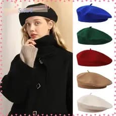 LUCKY-SUSAN1 Boina de Lã de Inverno, Boné Liso de Cor Sólida Quente, Chapéus Elegantes de Feltro Retro para 4KZO