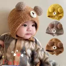 Gorro de Inverno Quente, Bonito Gorro de Urso Espesso, Chapéu de Pelúcia Tricotado para o Inverno YHZZ