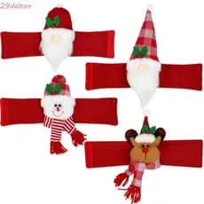 DALTON Laço para Cortina do Papai Noel, Laços de Natal com Boneco de Neve e Rena, Decoração de Boneco para Festas UCYW