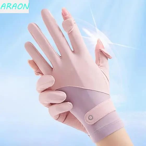 Luvas de Proteção Solar em Seda Gelada ARAON, Proteção Anti-UV de Verão Contra Queimaduras Solares OIYM
