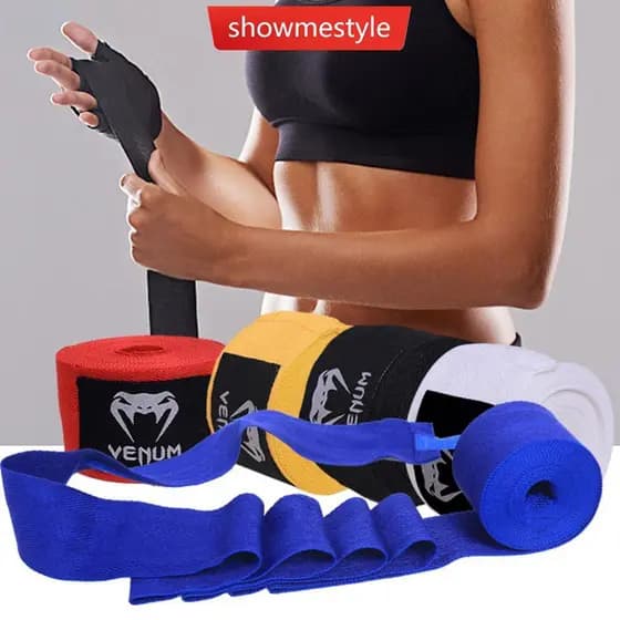 SMS 1 Par de Bandagens de Boxe 1,5M/3M/5M para Esportes, Sanda, Muay Thai, Treinamento, Autoadesivas, Microelásticas, Eq
