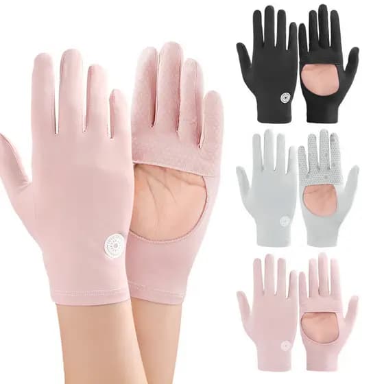 Xia Li novo estilo segurando coração oco luvas Anti-ultravioleta respirável luvas de seda gelo ao ar livre ciclismo luva