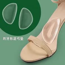Palmilha em forma de crescente, formato de correção de pé, palmilha de salto alto, sapatos de descompressão, almofada de