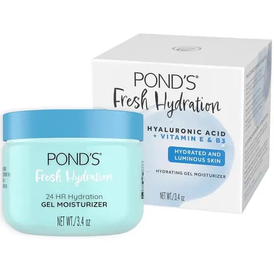 POND’S Gel Hidratante – Hidratação 24 Horas com Vitamina E, Ácido Hialurônico e Vitamina B3 – Hidratante Facial Sem Álco