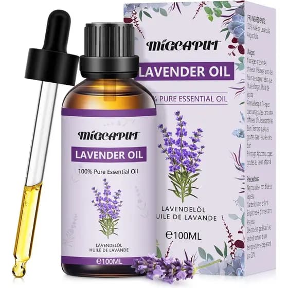 Óleo Essencial de Lavanda Migcaput 100ml, Óleo Essencial 100% Natural, Óleo de Aromaterapia de Alta Qualidade, Adequado