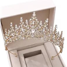 Coroa de Casamento de Cristal de Luxo Vintage Feita à Mão, Tiara, Acessórios de Cabelo para Festa de Noiva, Tiara de Noi
