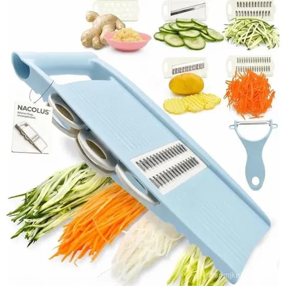 Cortador de Legumes Manual NACOLUS para Cozinha, Fatiador de Legumes com Múltiplas Lâminas, Cortador de Batatas Fritas,