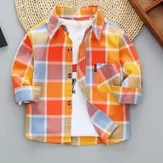 Camisa de Algodão para Meninos com Listras Longas, Manga Longa Casual, Malha Fina de Moda para Primavera e Outono, 0-8 A