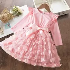 Vestido de Renda de Manga Longa para Meninas para Festa de Aniversário 3-8 Anos 98 5CJR