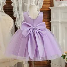 Vestido de Tule para Bebê de Um Ano, Sem Mangas, Estilo Princesa, Elegante, Vestido de Cerimônia para Meninas com Laço e