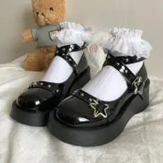Sapatos Plataforma Lolita Japoneses com Fivela e Sola Redonda WJ8J87544 ZFQA