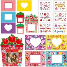 Kit de Artesanato para Porta-Retratos do Dia das Mães FOIMAS, 24 Peças, Artesanato em Papel para Porta-Retratos "Eu Te A