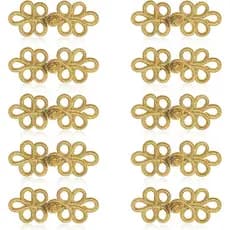 10 Pares de Fechos Chineses em Forma de Sapo, Botões Vintage Dourados para Costura Artesanal, para Decorar Cheongsam, Su