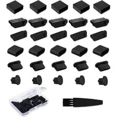 Tampas Protetoras para Portas USB - 30 Peças, 6 Tipos de Tampas de Silicone Anti-Poeira para Proteção de Portas de Lapto