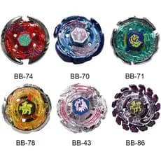 Gyros 6 Pack Bey Burst Battling Tops Metal Fusion Starter Set com Adesivos e Dois Lançadores