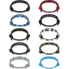 Ymapinc 10 peças de pulseiras trançadas coloridas feitas à mão para homens, pulseira de amizade em paracord, tamanho aju