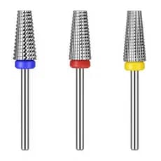 3Pcs 5 in 1 nails drill bits - Ceramic Flat Top carbide nail drill bits For Acrylic Gel Nail Removal Shaping Smoothing -
