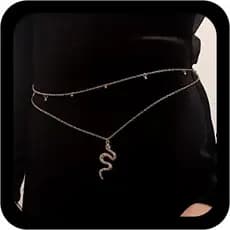 Cinto de Cintura Dourado com Corrente Estilo Cobra para Mulheres |   Corrente de Miçangas em Camadas para a Barriga, Cor