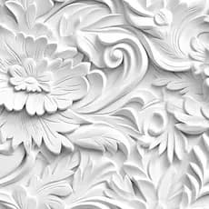 Papel de Parede Floral 3D Branco Moderno FunStick, Papel de Parede Autoadesivo com Flores em Relevo para Quarto, Banheir