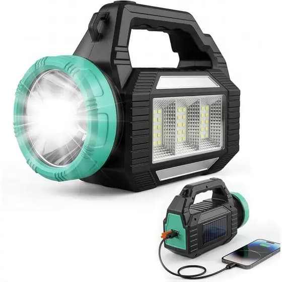 Lanterna Solar, Lanternas Recarregáveis, 6 Modos de Iluminação, Lanterna LED para Camping com Luz Estroboscópica de Emer