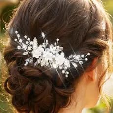 Pente de Cabelo para Noivas, Acessórios de Cabelo Prateados para Casamento, Presilhas de Cabelo com Pérolas para Mulhere