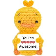 Positive Energy Duck with Affirmations Cards Emotional Crochet Animals Thank You Gifts for Men Friends Christmas Gag Gif