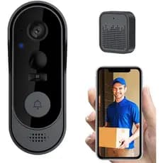 Câmera de Campainha Sem Fio Sem Assinatura, Campainha de Vídeo 1080p com Sinal Sonoro, Áudio Bidirecional, Visão Noturna