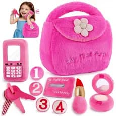 Bolsa de Pelúcia Nabance Play para Meninas Pequenas com Conjunto de Brinquedos de Maquiagem, 10 Peças, Minha Primeira Bo