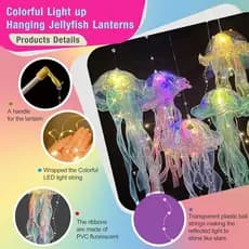 Decorações de Água-Viva LED, 5 Peças de Lanternas Coloridas de Água-Viva Iluminadas para Festa com Tema de Sereia e Deco