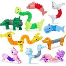 10 Peças de Brinquedos Sensoriais Pop Tubes de Animais, Brinquedos Antiestresse para Autismo, Brindes para Sacolas de Su