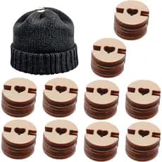 60 Pcs Pom Pom Buttons for Hats, Wooden Handmade Buttons to Attach Pom Poms to Hats Faux Fur Pom Pom Holder Keepers Fast