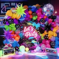 Kit de Arco de Balões Neon com 149 Peças, Decorações de Festa Neon com Balões Amarelos, Rosa Choque, Verdes, Laranjas e