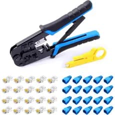 Ferramenta de Crimpagem Delgada RJ45, Crimpador Ethernet para RJ-11, 6P/RJ-12, 8P/RJ-45, com 20 Conectores RJ-45 Cat5 Ca