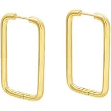 Brincos de Argola Grandes Retangulares Banhados a Ouro 18K para Mulheres e Meninas, em Aço Inoxidável Hipoalergênico par