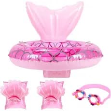 Leitee Conjunto de 3 Flutuadores de Piscina para Bebês com Tema de Sereia, com Assento e Alça, Boia de Piscina para Cria