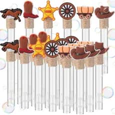 Vinsot 36 Peças Lembrancinhas de Festa de Cowboy, Varinhas de Bolhas de Sabão de Cowboy Ocidental para Crianças, Mini Va