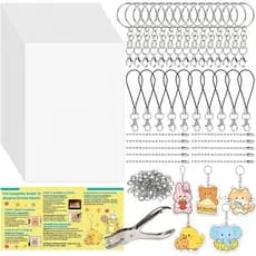 Kit de Arte em Plástico Termoencolhível Mcupper com 166 Peças, 30 Folhas de Plástico Termoencolhível, Furador, Argolas d
