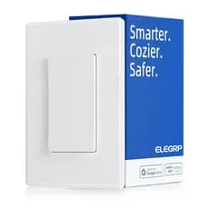 Interruptor de Luz Inteligente ELEGRP, Interruptor de Luz Wi-Fi 2.4GHz Compatível com Alexa e Google Assistant, Requer F